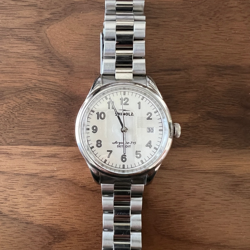 Shinola Silver Stainless Steel White Dial Women's Watch/could be men’s